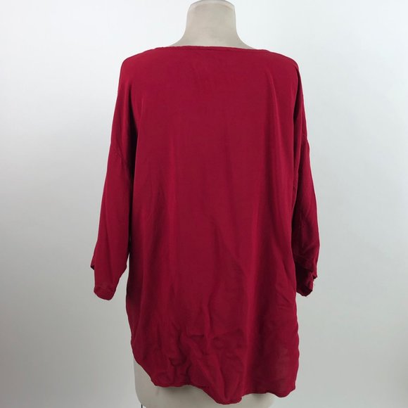 RMG Plus Size 2X Tunic Button Front Red Modest - Picture 2 of 6